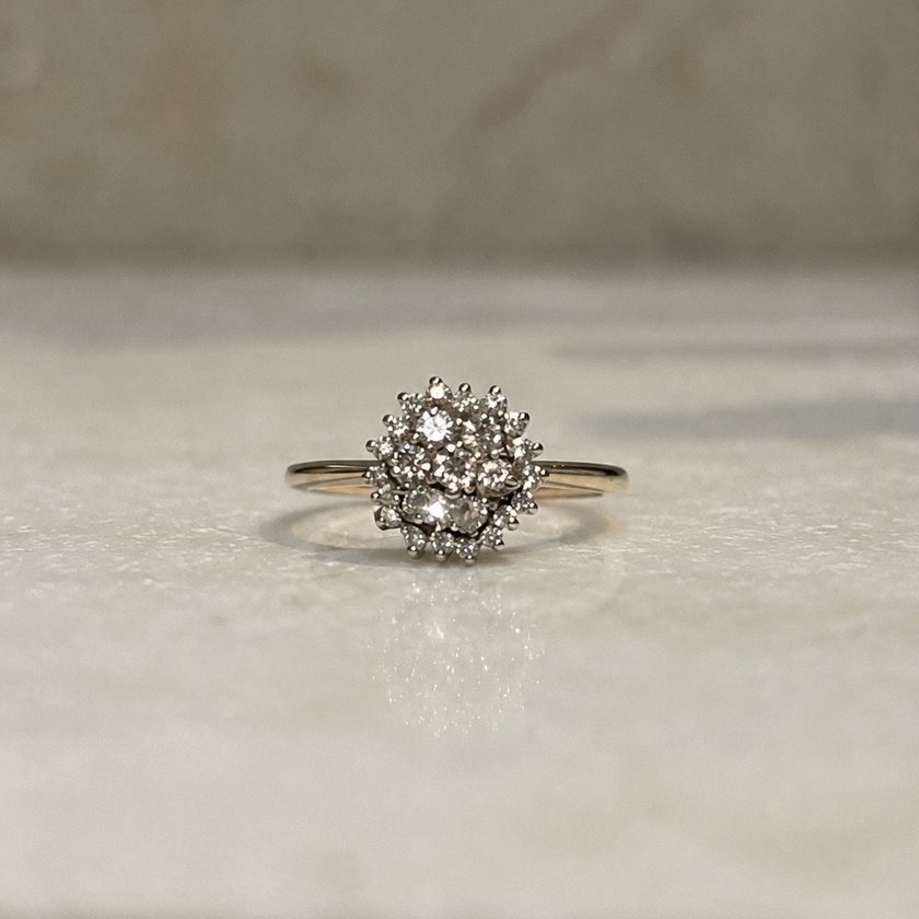 Before — a stone-set cluster ring